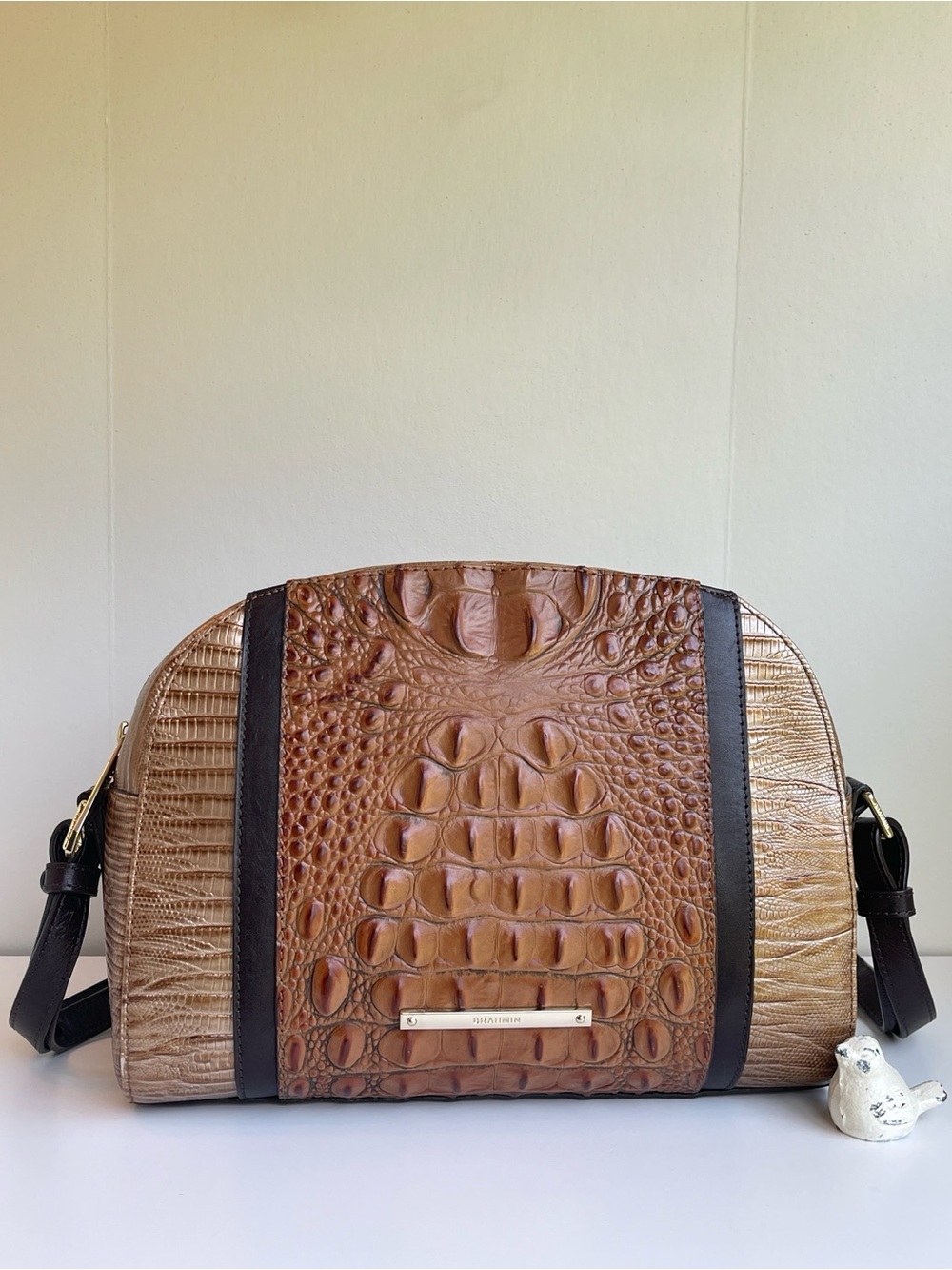 Brahmin Croc-embossed Leather Dome Crossbody Bag